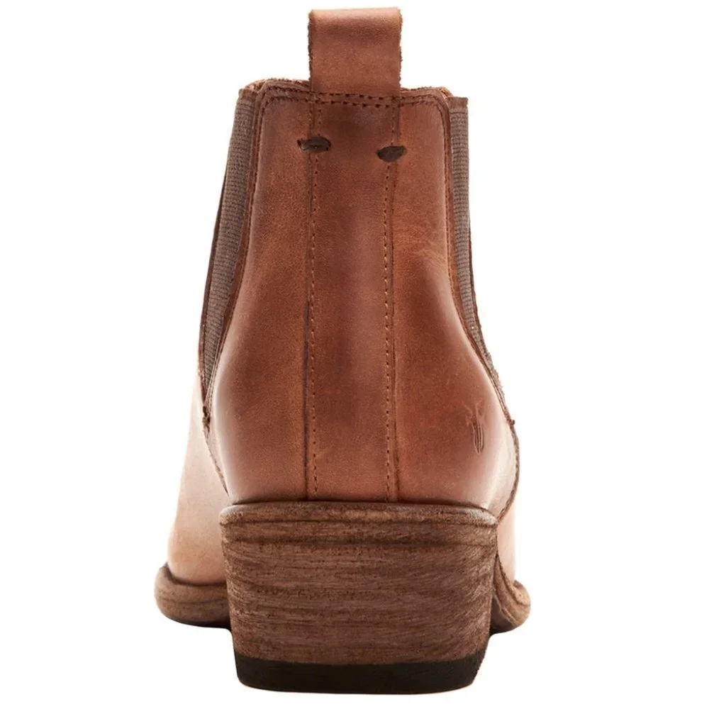 Frye Carson Chelsea Cognac Leather Cute Ankle Boot - Picture 6 of 16